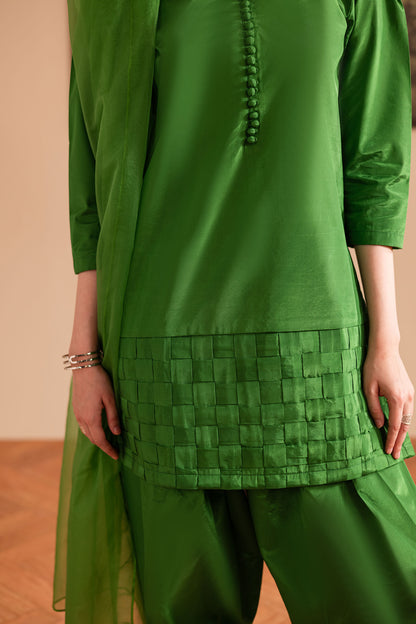 3PC Luxury Solid Silk Dress LSS - Green