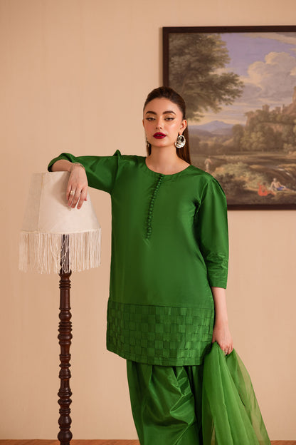 3PC Luxury Solid Silk Dress LSS - Green