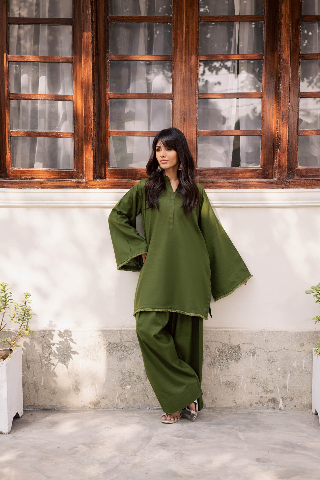 2 PC Khaddar Solid FSK 03 – Olive Green