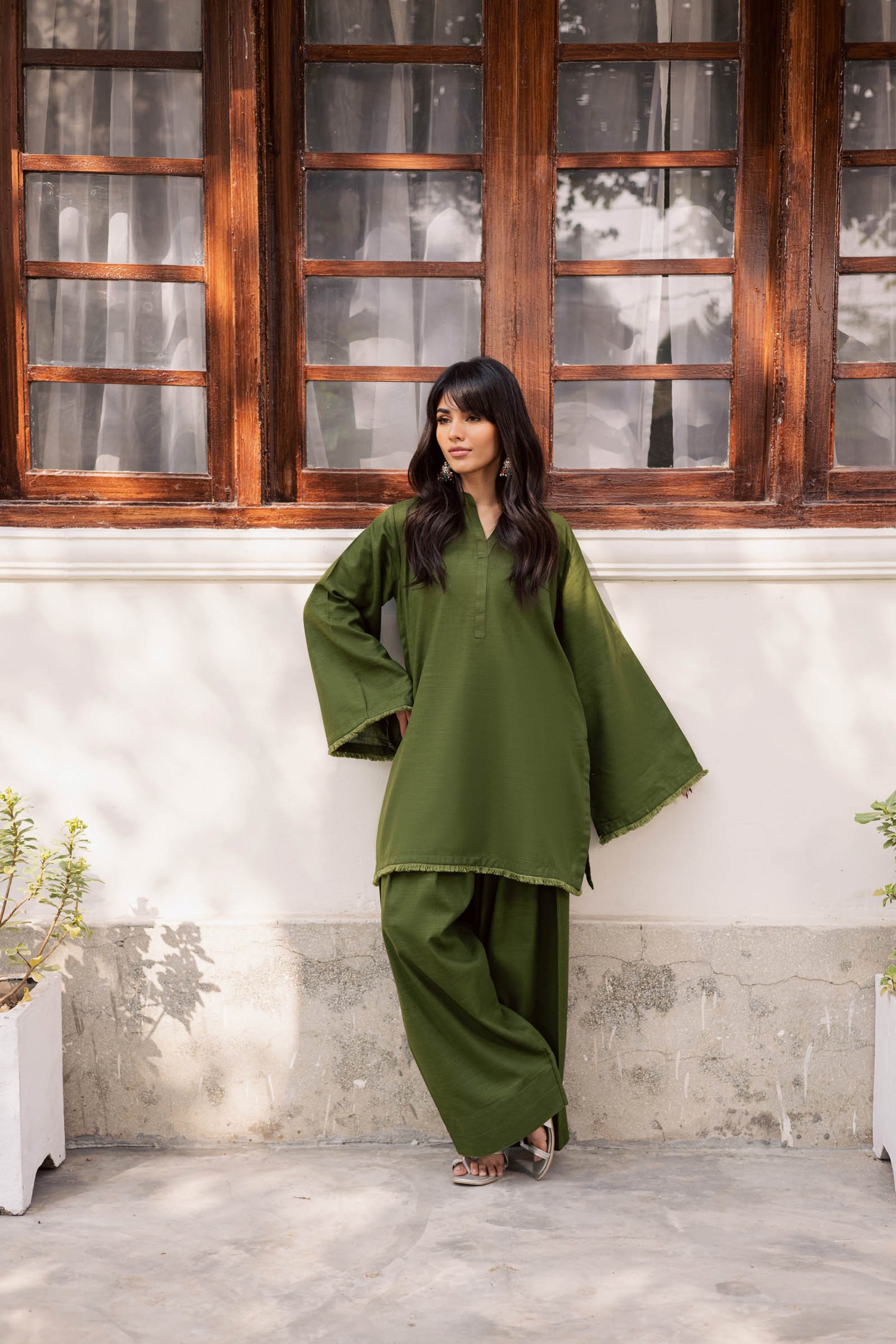 2 PC Khaddar Solid FSK 03 – Olive Green
