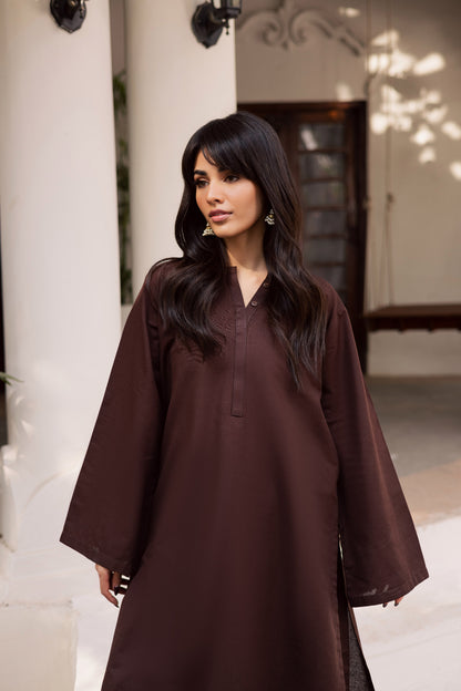 2 PC Khaddar Solid PSK 01 - Dark Brown
