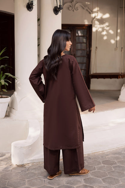 2 PC Khaddar Solid PSK 01 - Dark Brown