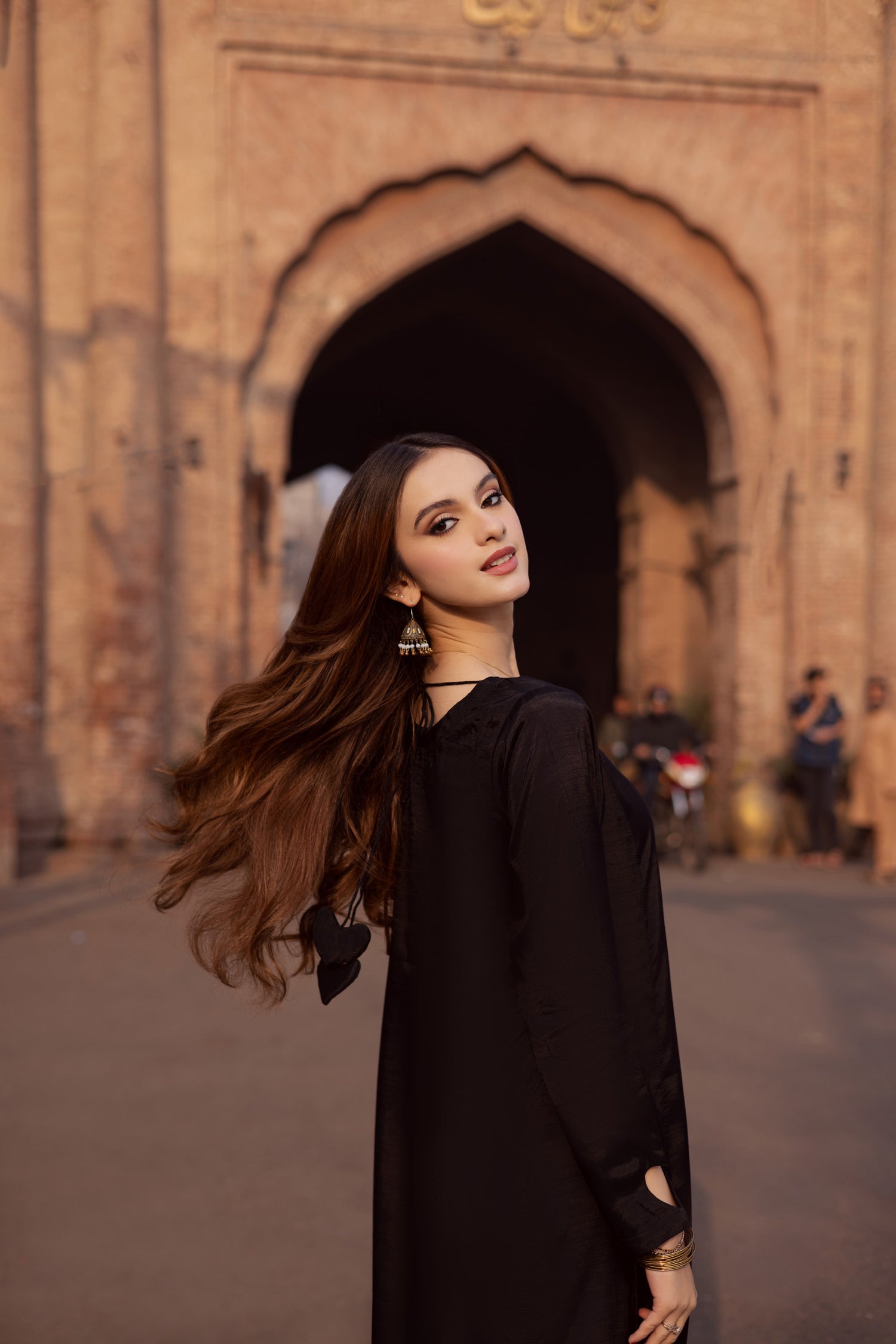 Raw Silk Frock-Black