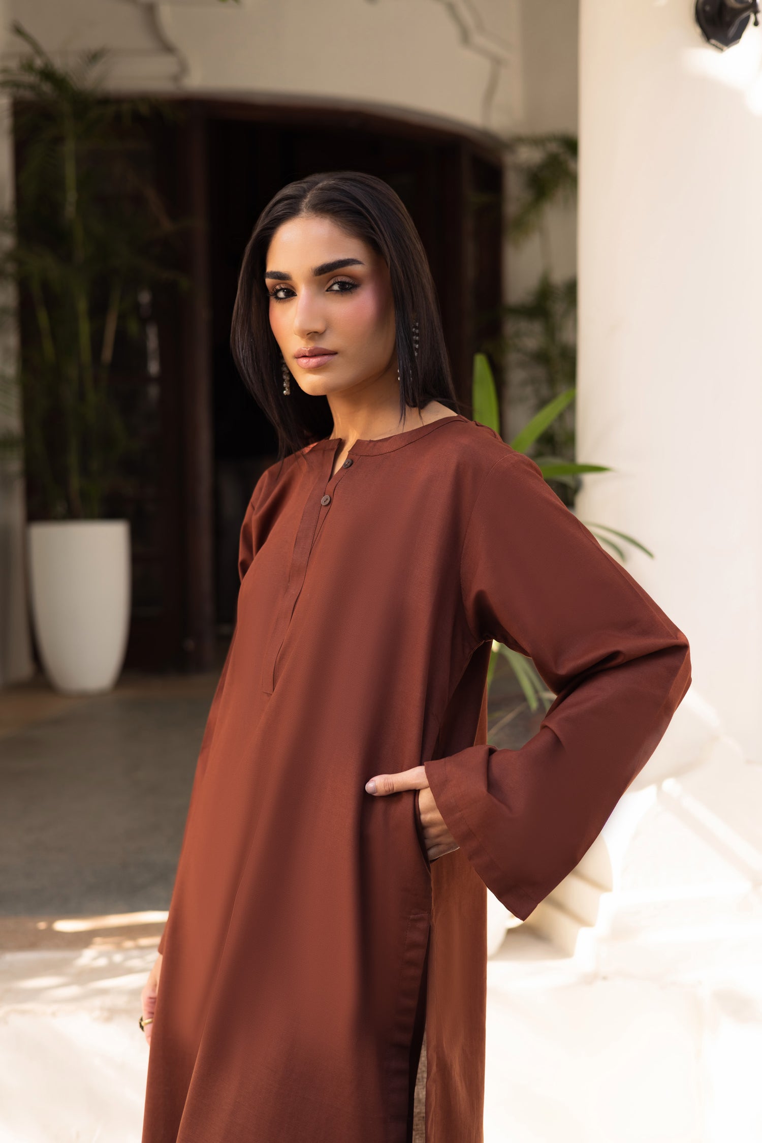 2 PC Khaddar Solid PSK 01 - Chocolate Brown