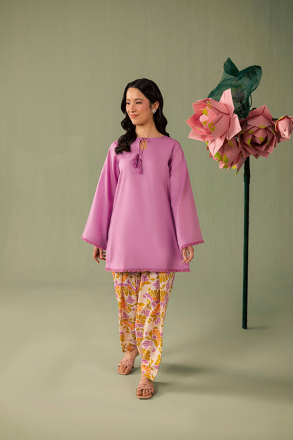 2PC Printed Solid Shalwar Kameez - AZ07