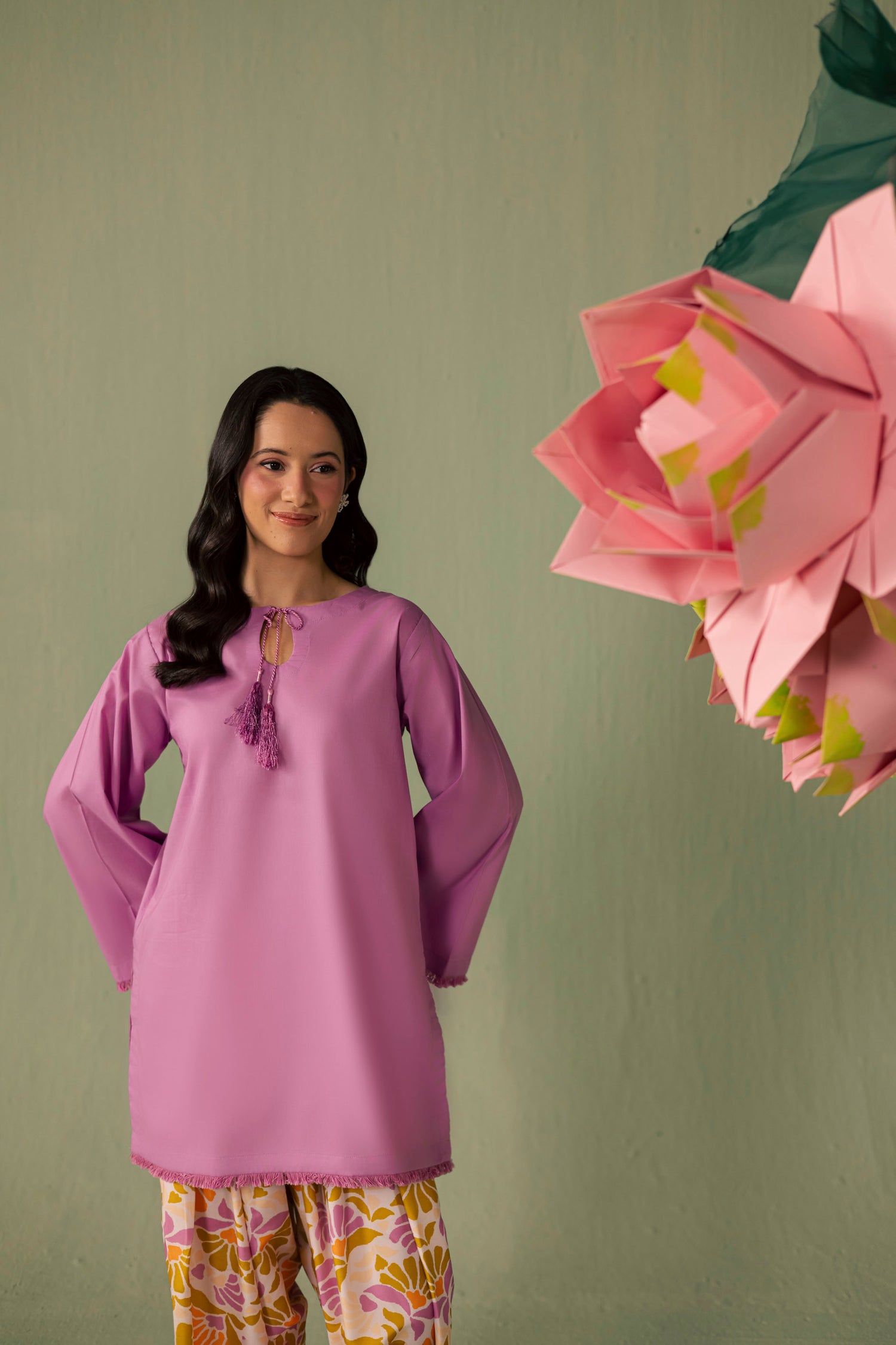 2PC Printed Solid Shalwar Kameez - AZ07