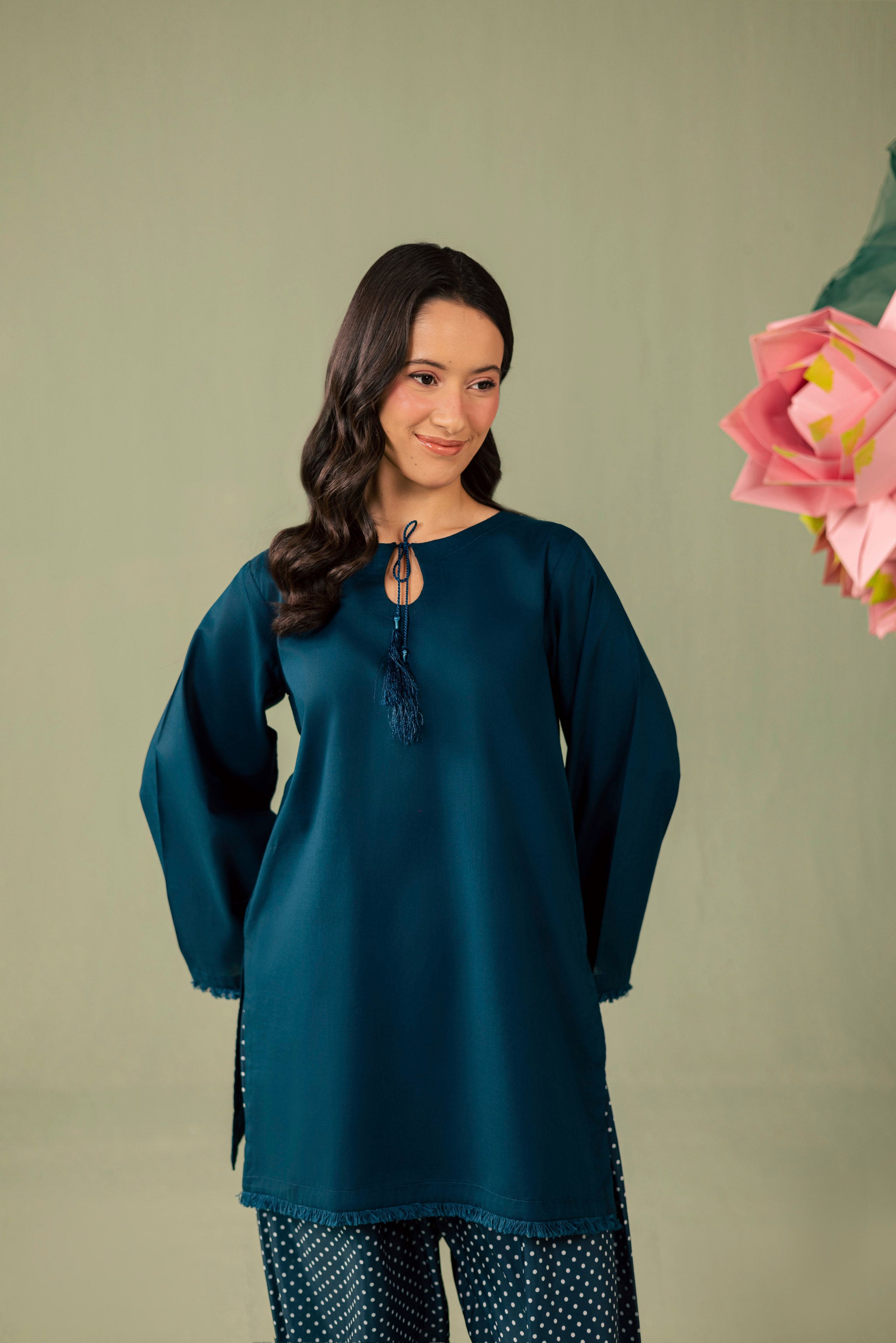 2PC Printed Solid Shalwar Kameez - AZ06