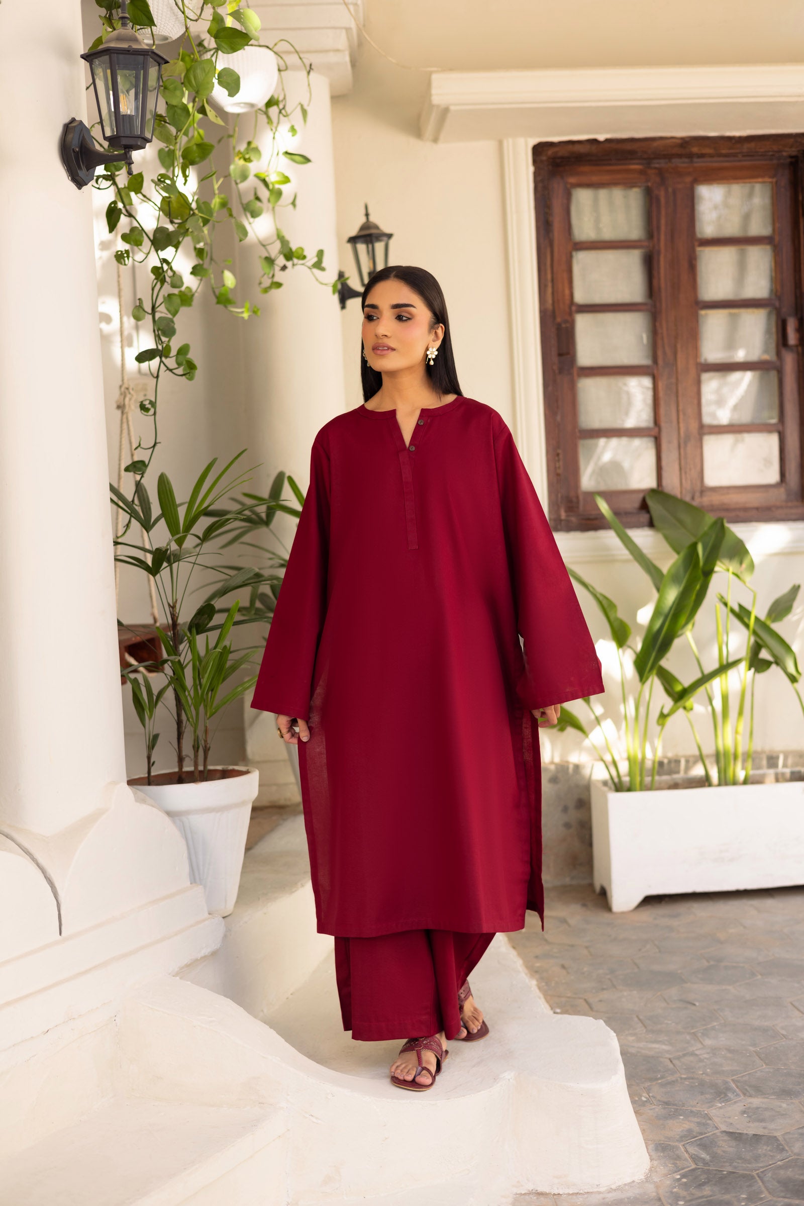 2 PC Khaddar Solid PSK 01 - Maroon