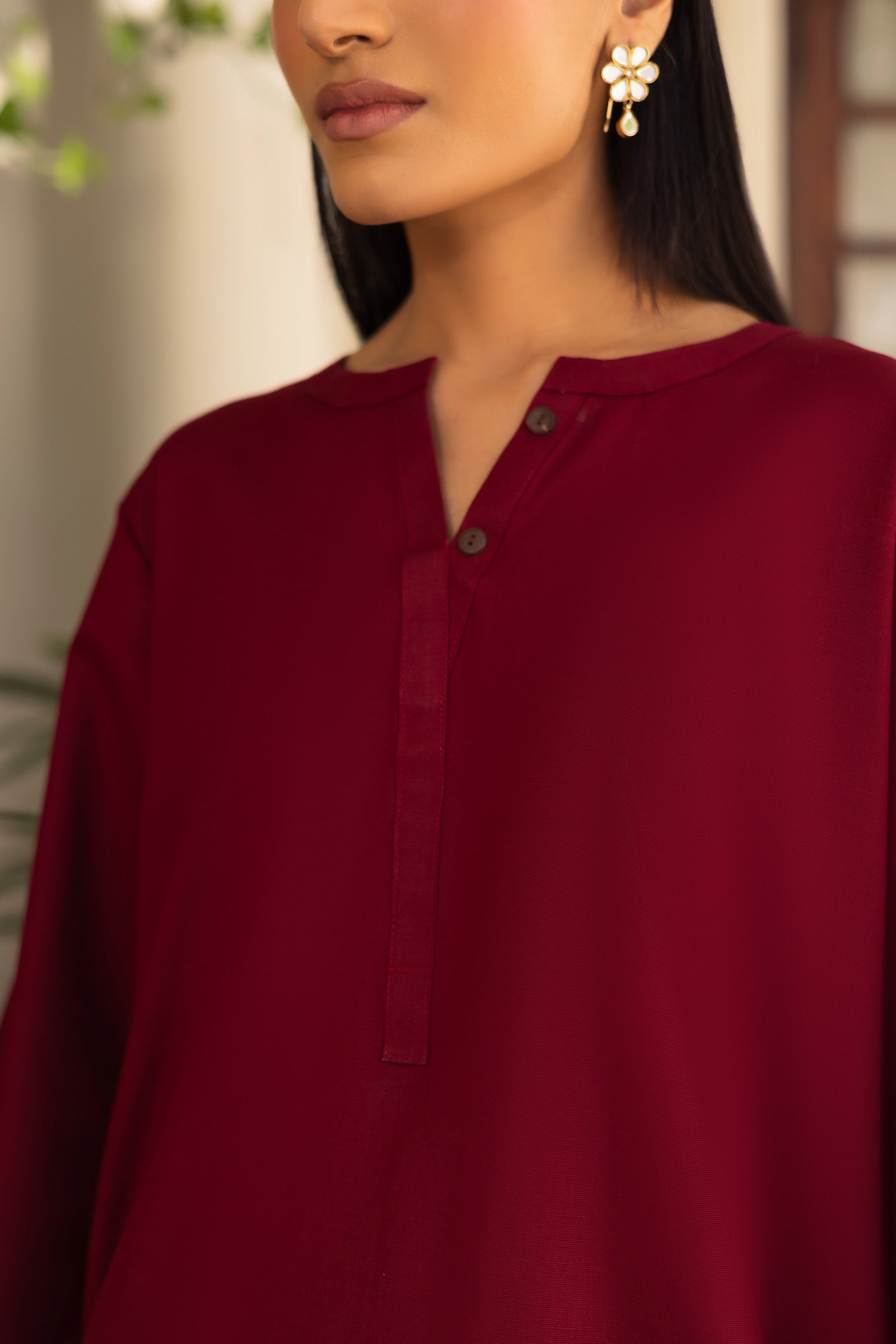 2 PC Khaddar Solid PSK 01 - Maroon