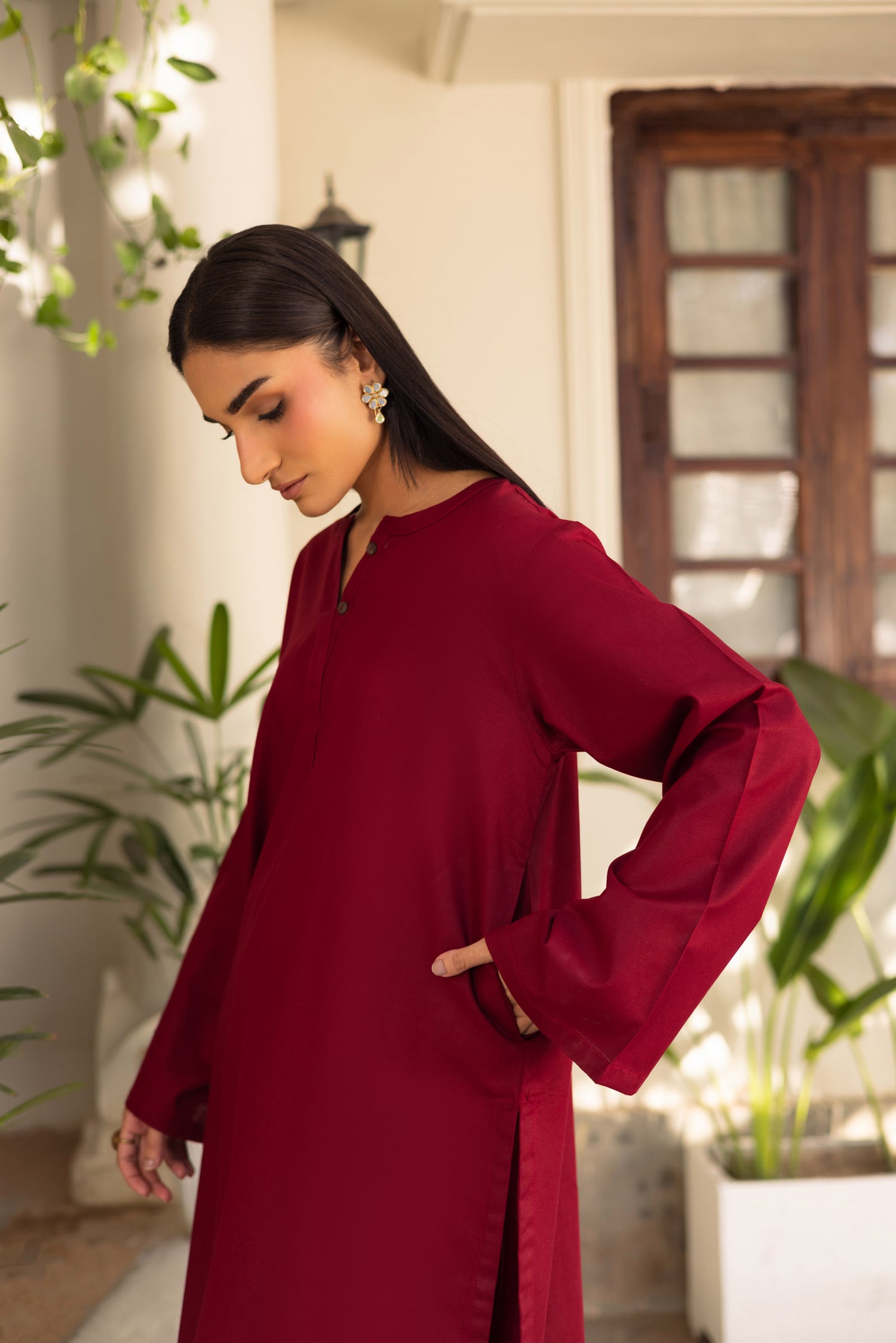2 PC Khaddar Solid PSK 01 - Maroon