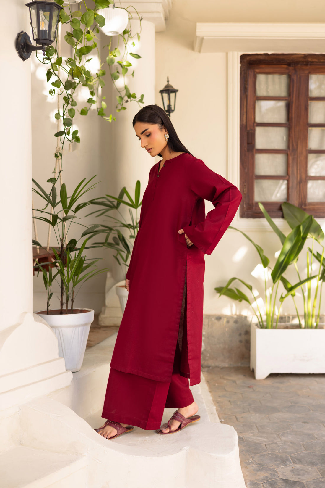2 PC Khaddar Solid PSK 01 - Maroon