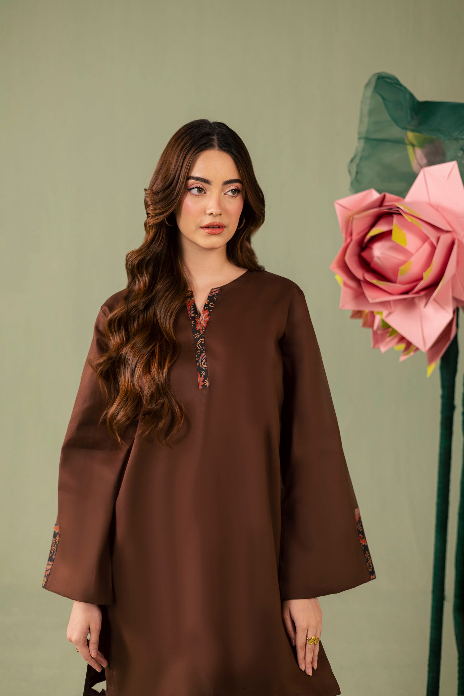 2PC Printed Solid Shalwar Kameez - AZ03