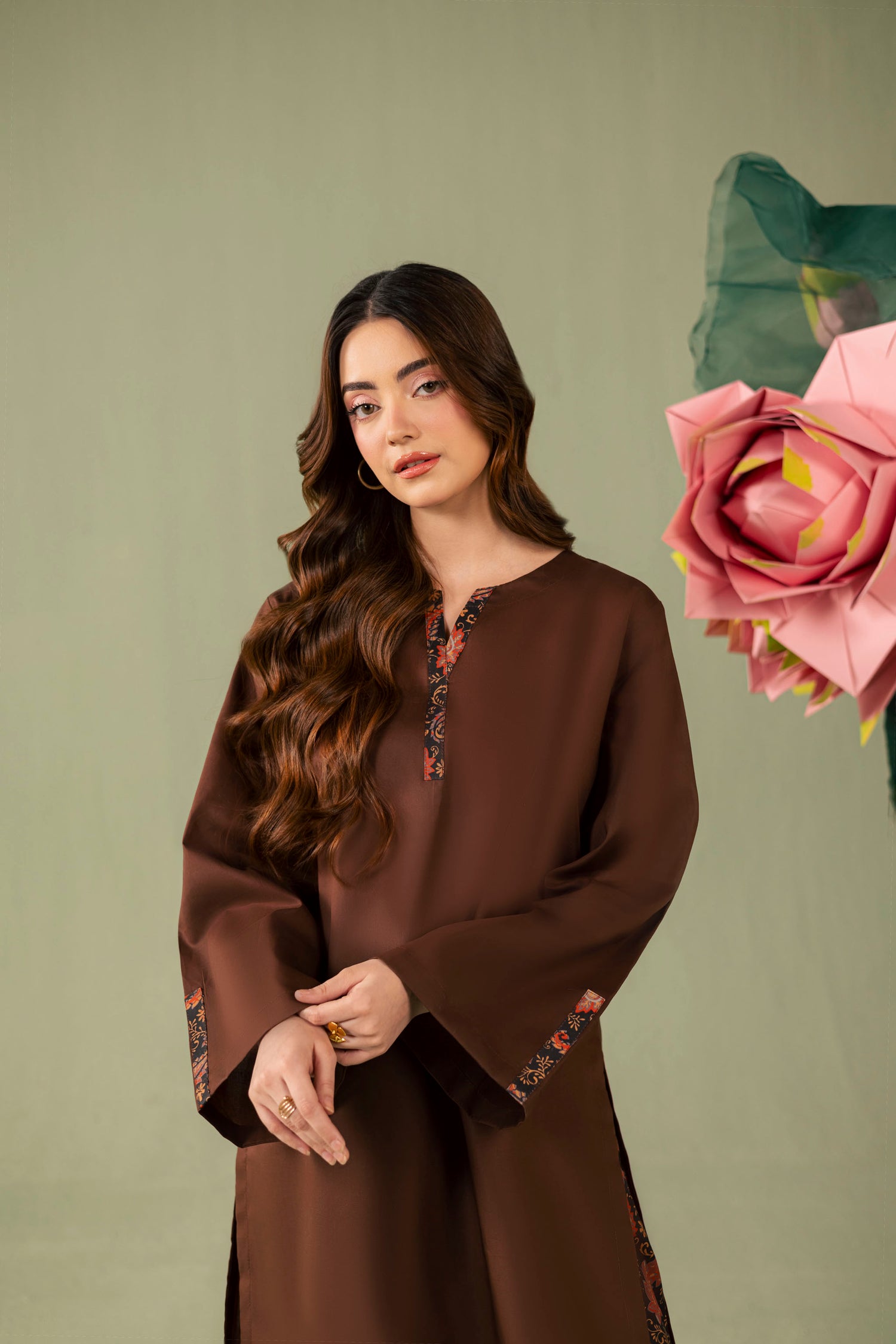 2PC Printed Solid Shalwar Kameez - AZ03