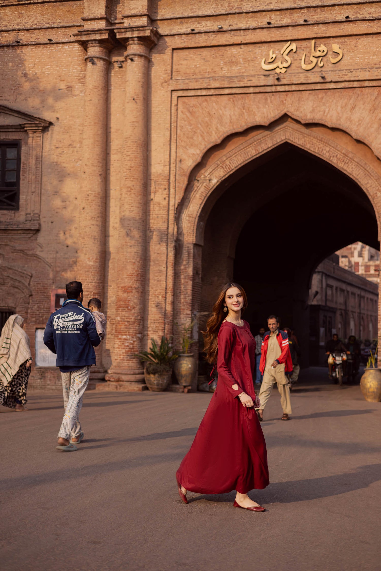 Raw Silk Frock-Maroon