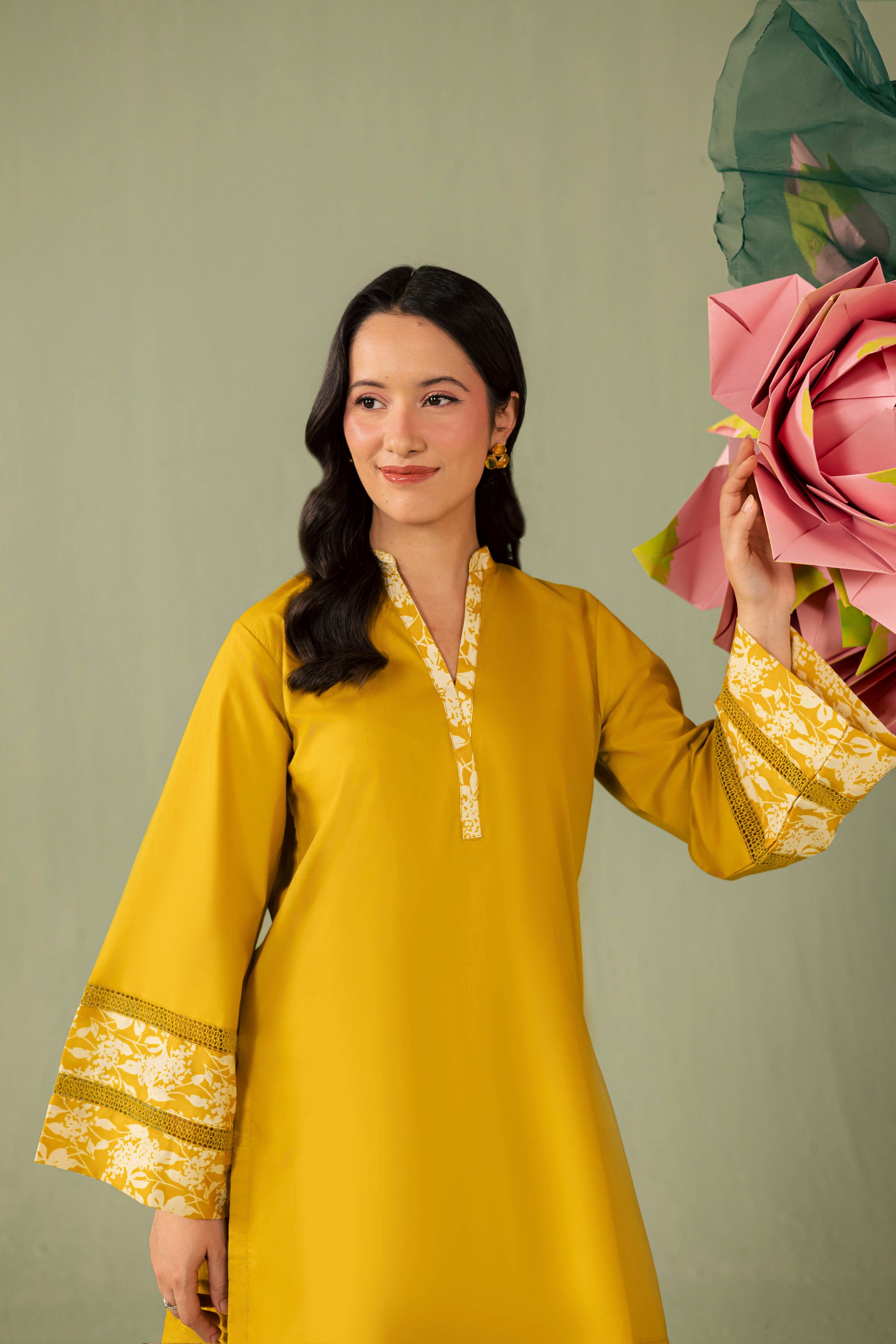 2PC Printed Solid Shalwar Kameez - AZ16