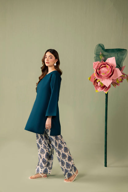 2PC Printed Solid Shalwar Kameez - AZ05