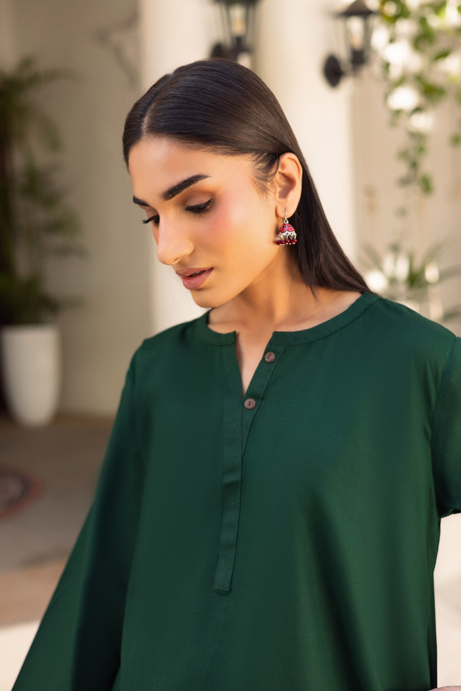 2 PC Khaddar Solid PSK 01 - Bottle Green