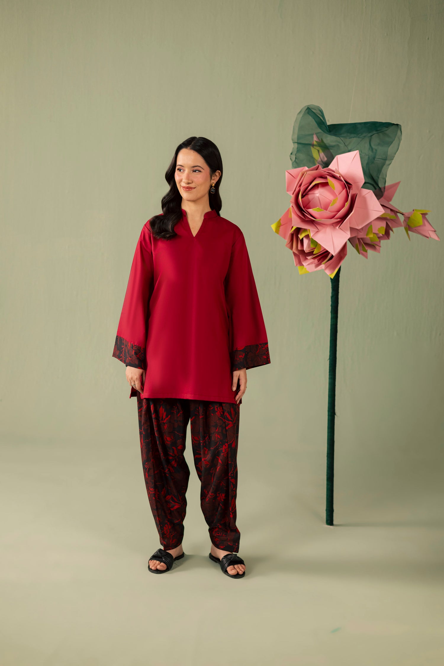 2PC Printed Solid Shalwar Kameez - AZ12