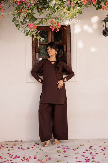 2PC Khaddar Solid HSK 06 – Dark Brown