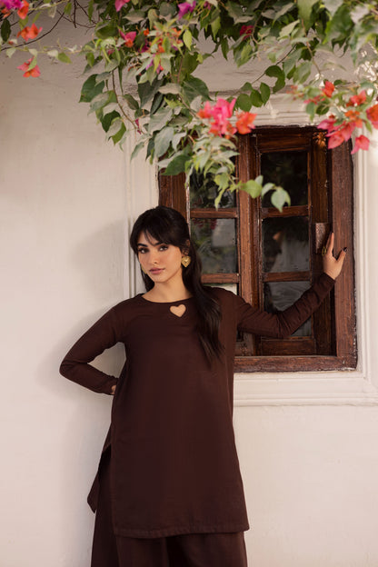 2PC Khaddar Solid HSK 06 – Dark Brown