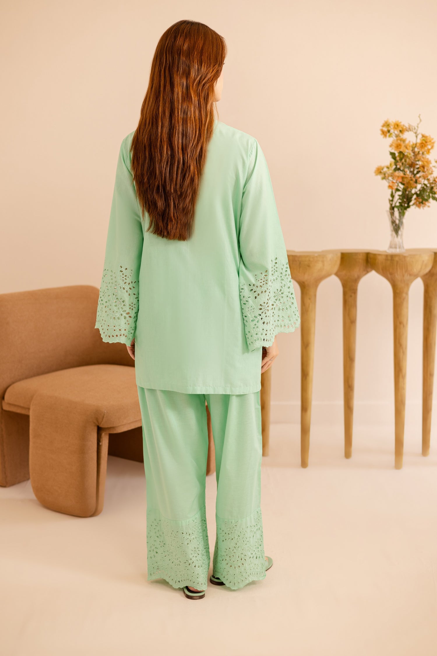 Schiffli Embroidered Co-Ord - 1160-M.GRN