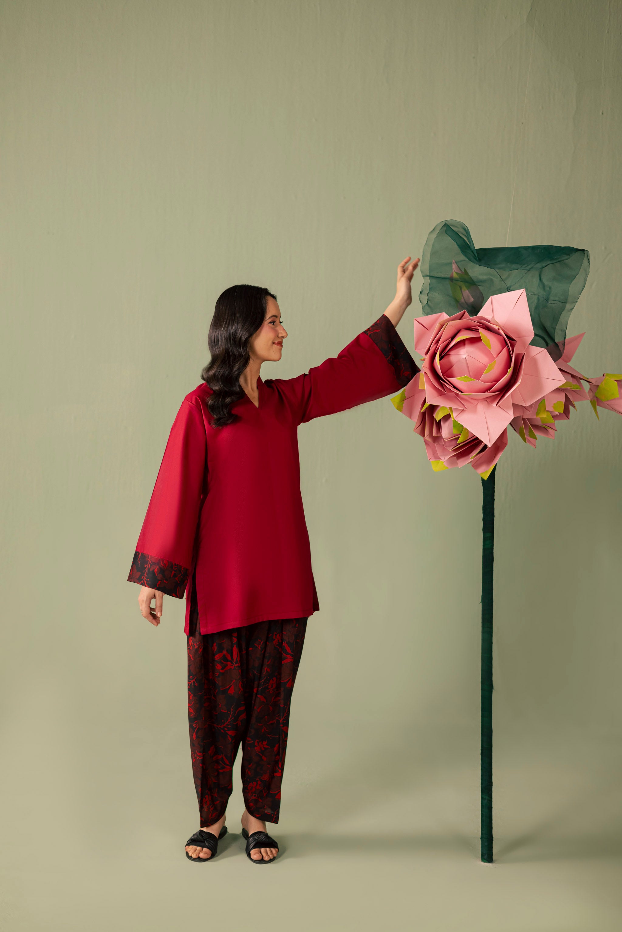 2PC Printed Solid Shalwar Kameez - AZ12