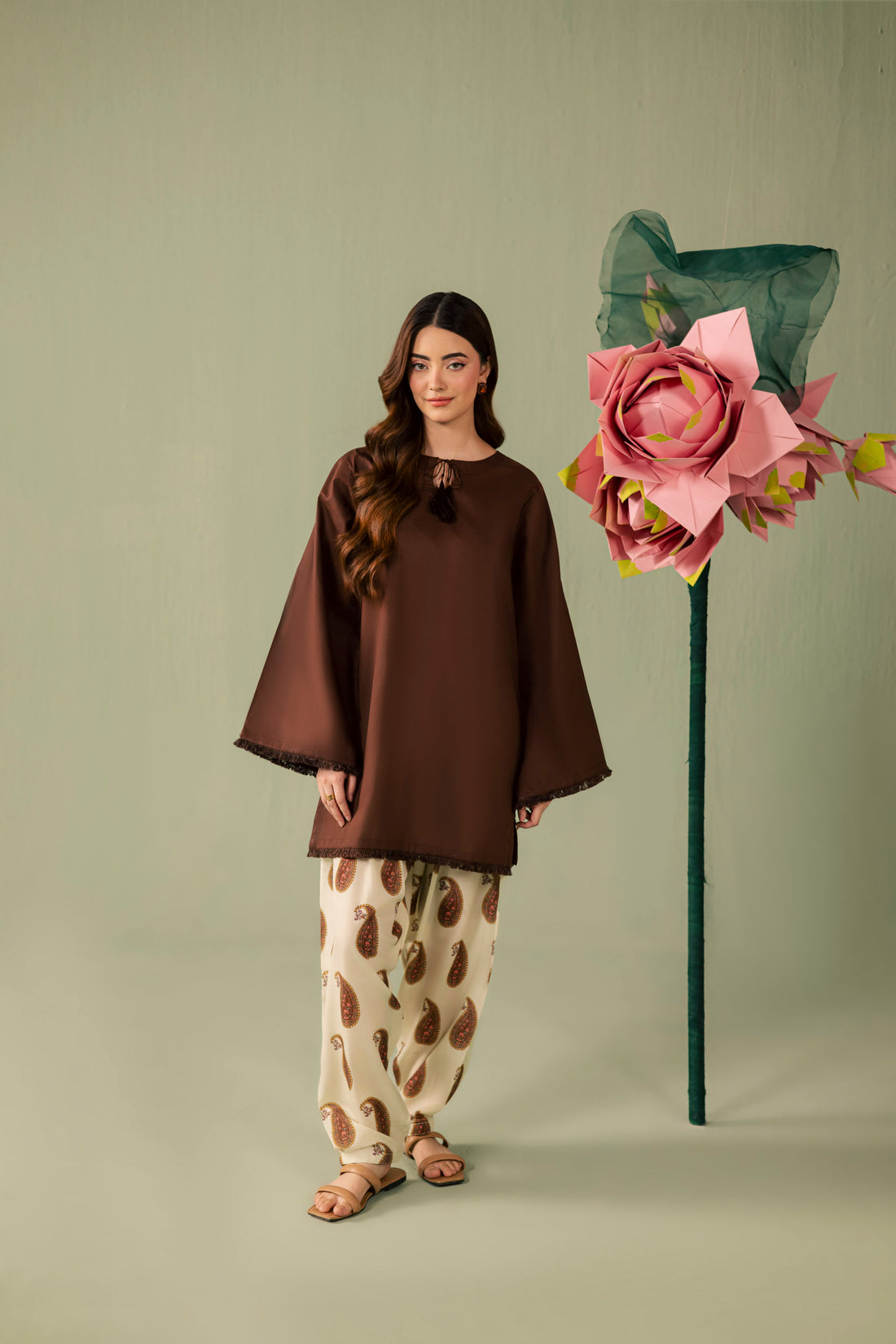 2PC Printed Solid Shalwar Kameez - AZ17