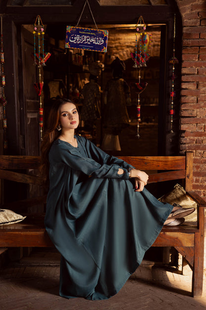 Raw Silk Frock-Teal