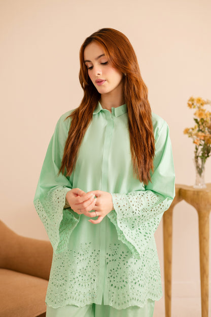 Schiffli Embroidered Co-Ord - 1160-M.GRN