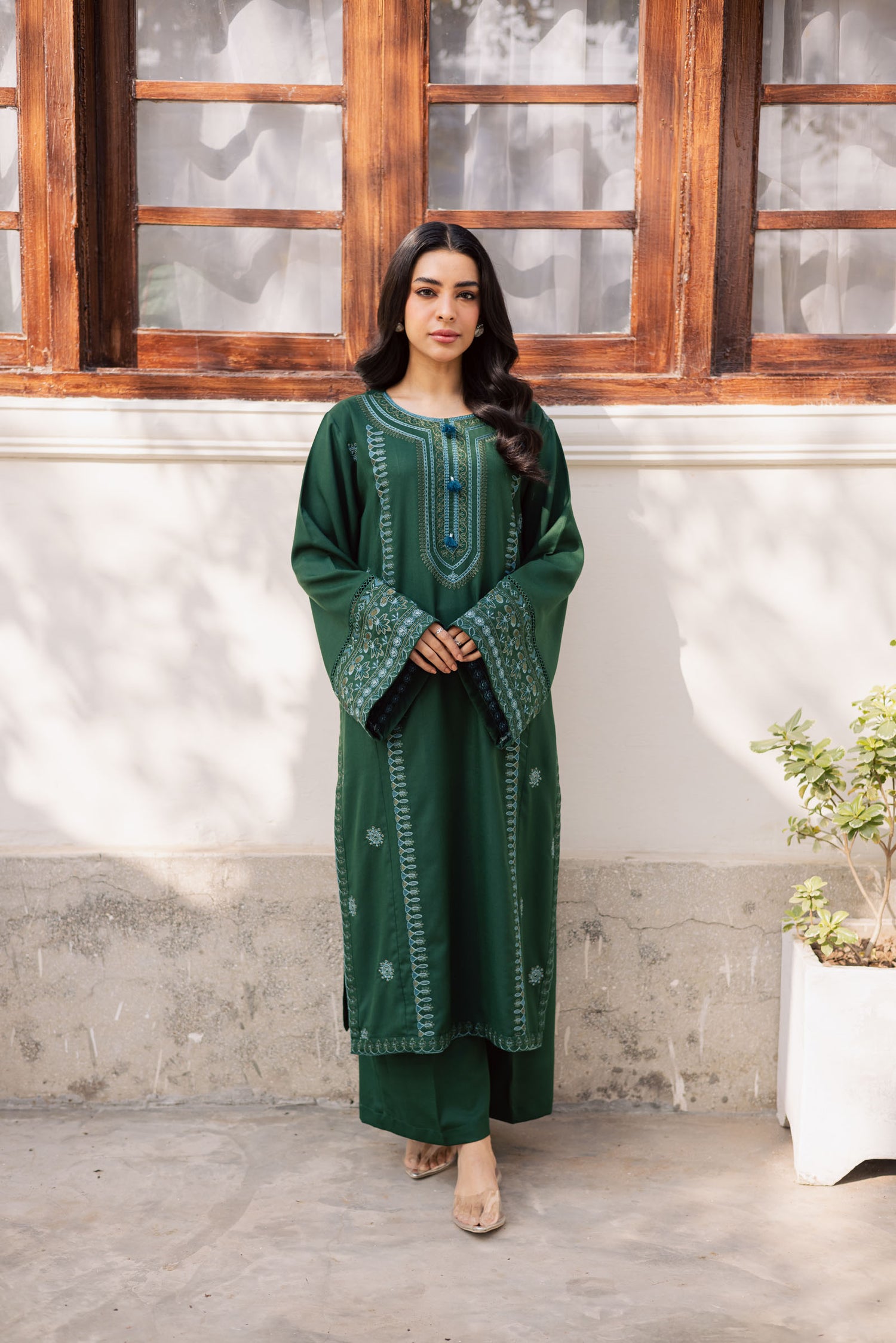 2PC Winter Embroidered Dress - 1203