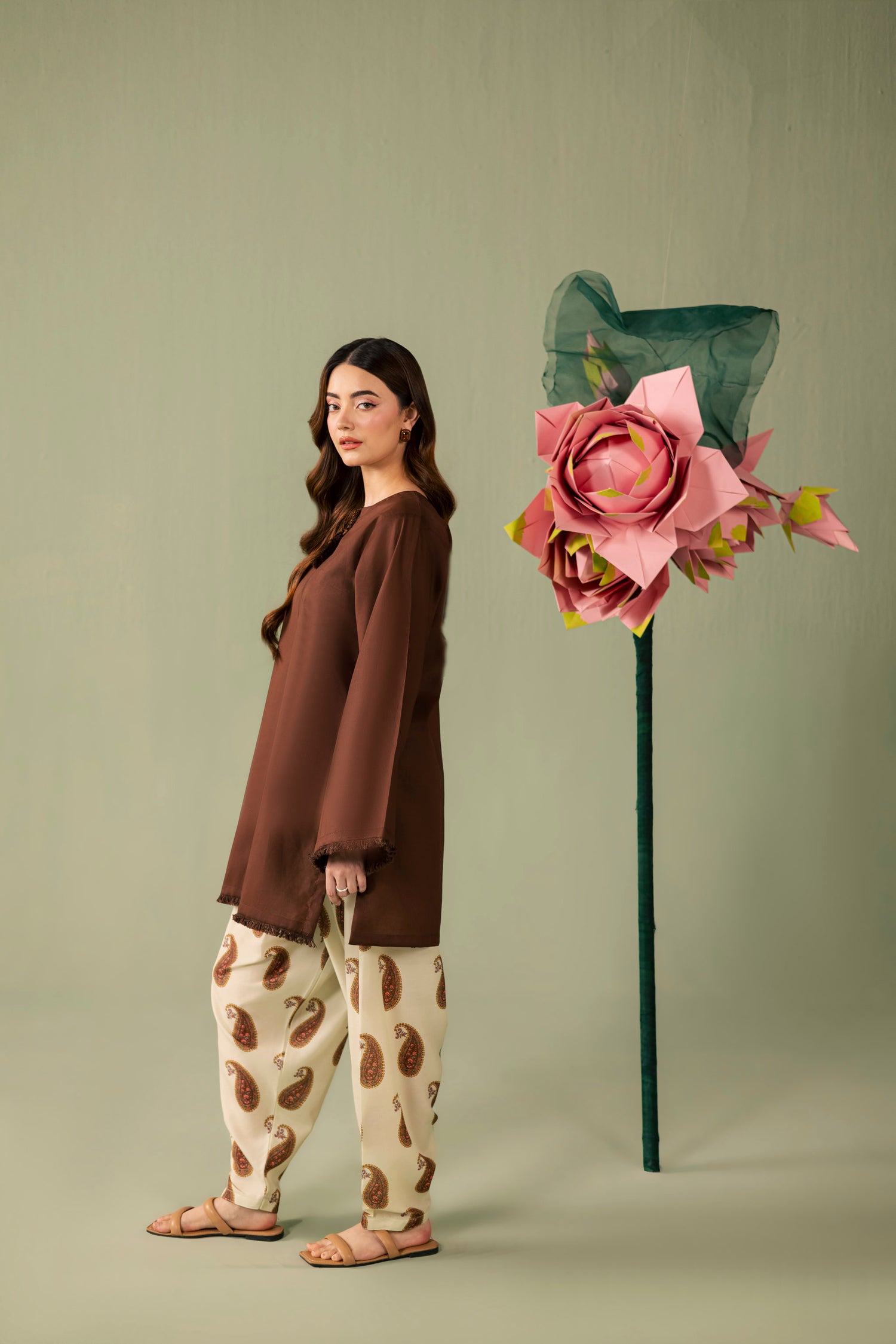 2PC Printed Solid Shalwar Kameez - AZ17