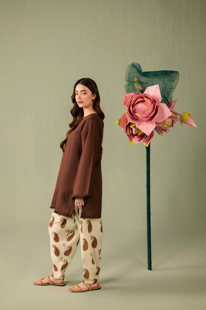 2PC Printed Solid Shalwar Kameez - AZ17