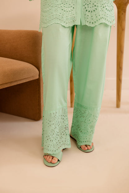 Schiffli Embroidered Co-Ord - 1160-M.GRN