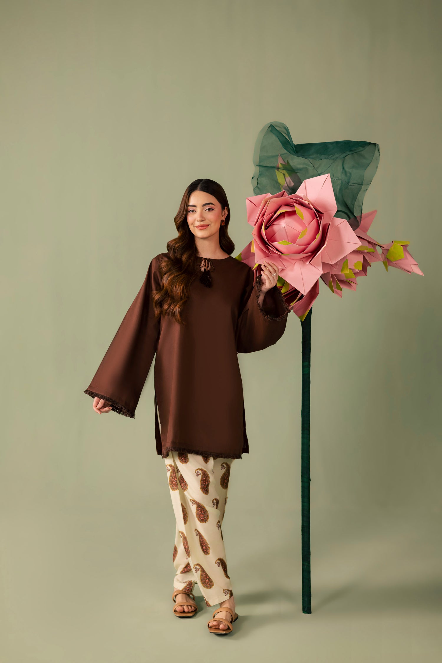 2PC Printed Solid Shalwar Kameez - AZ17