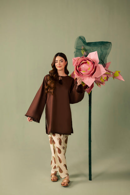 2PC Printed Solid Shalwar Kameez - AZ17