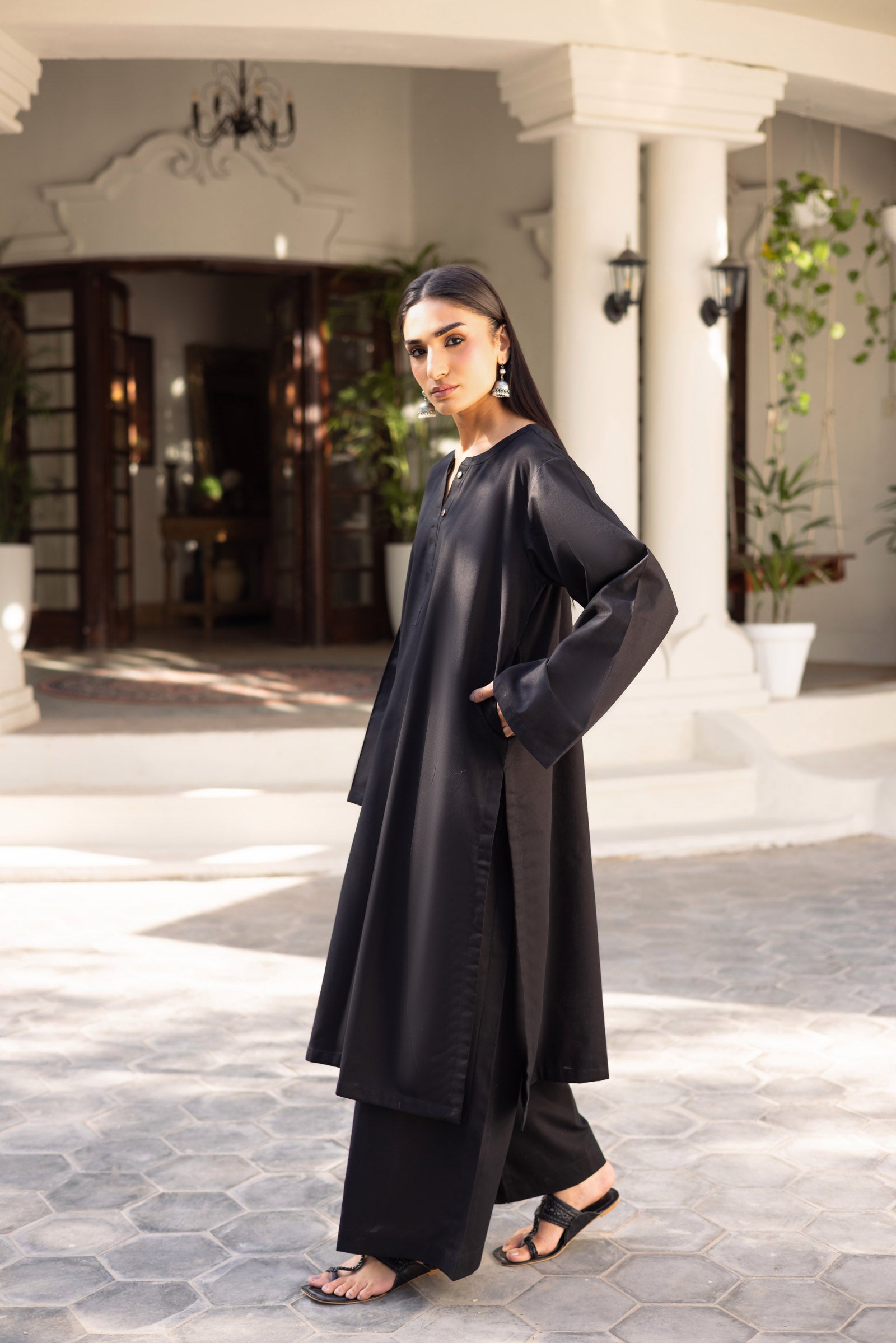 2 PC Khaddar Solid PSK 01 - Black