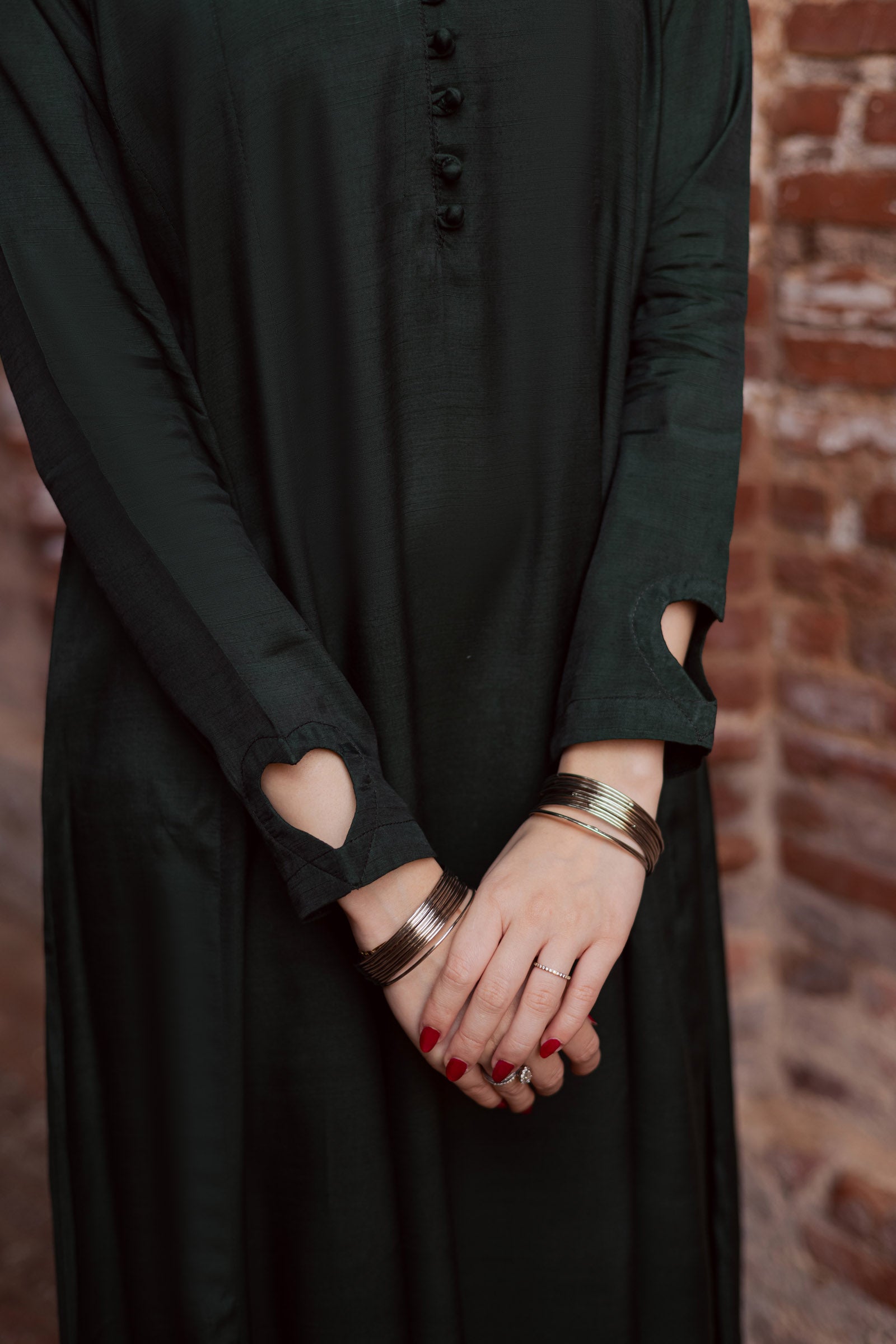 Raw Silk Frock-Bottle Green