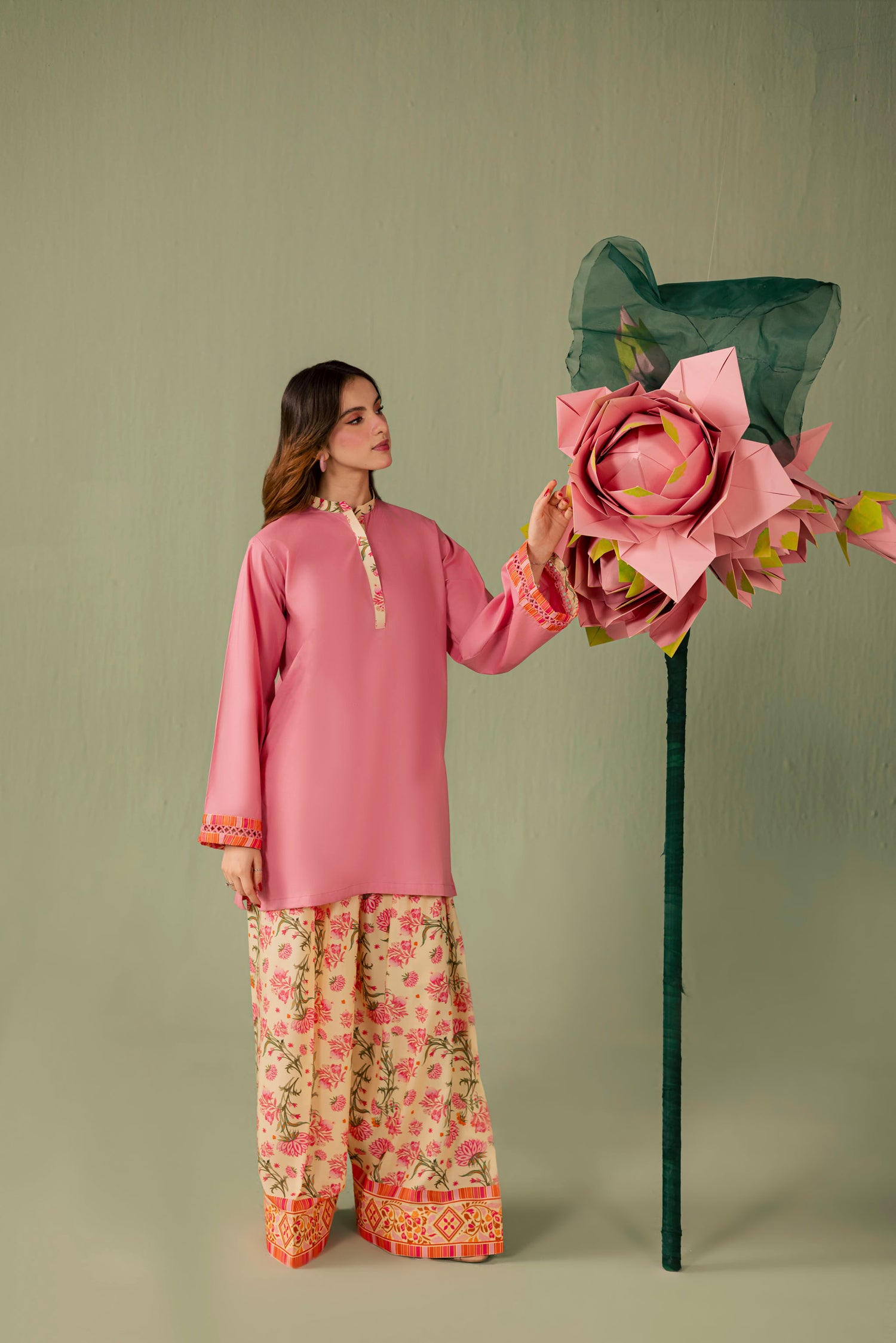 2PC Printed Solid Shalwar Kameez - AZ13
