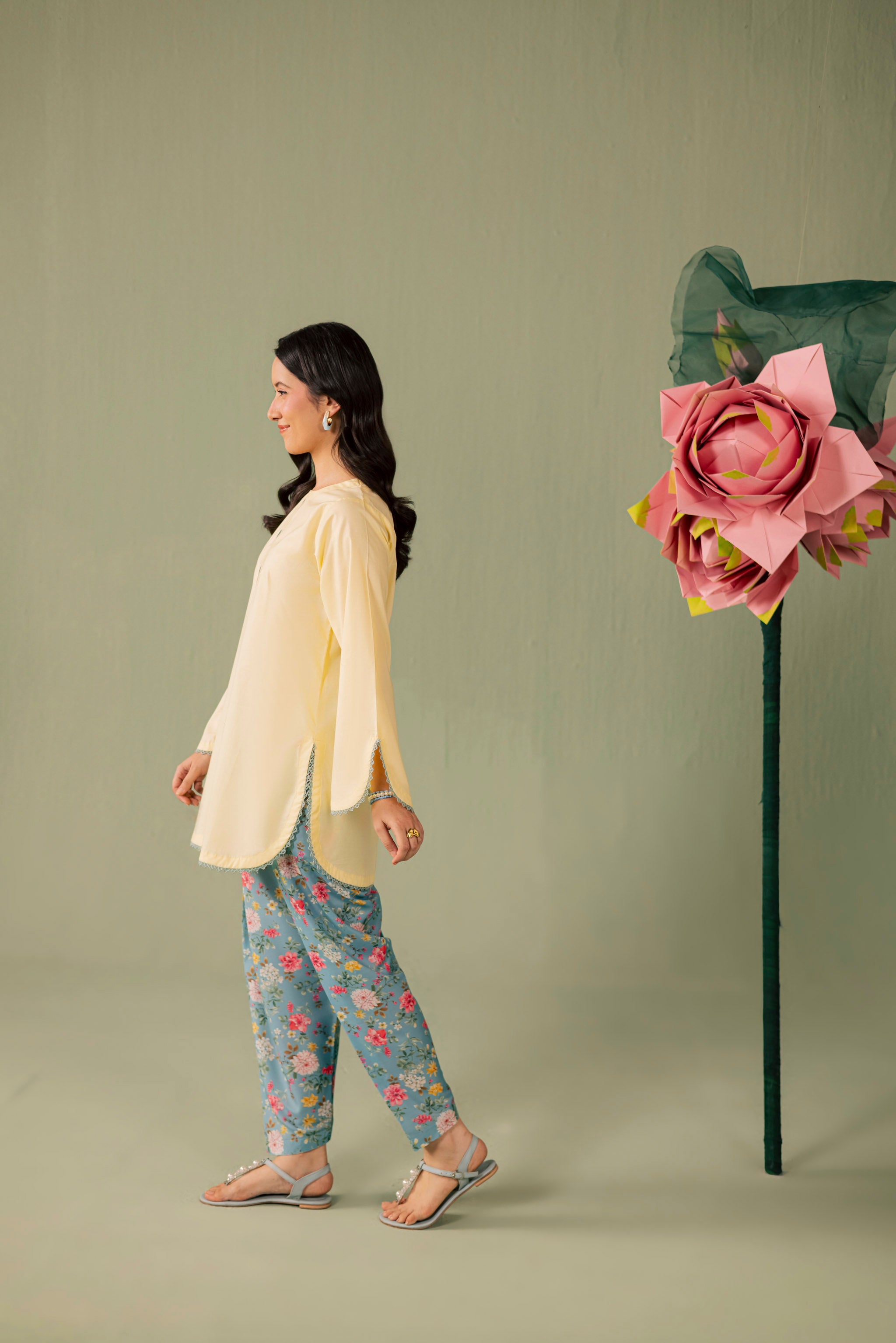 2PC Printed Solid Shalwar Kameez - AZ09