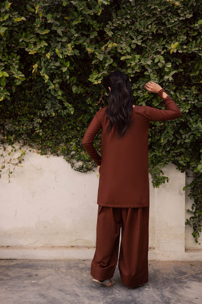 2PC Khaddar Solid HSK 06 – Chocolate Brown