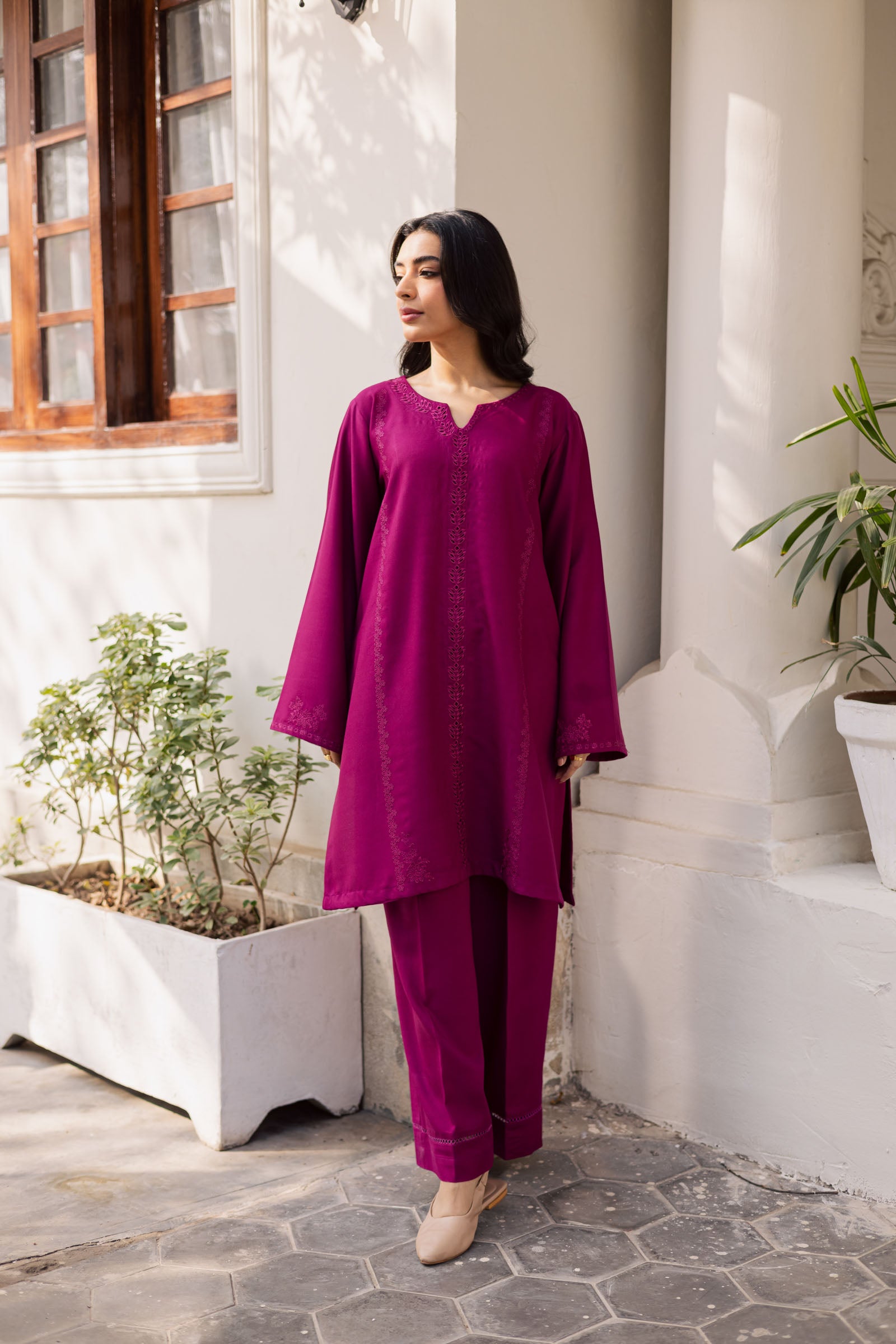 2PC Winter Embroidered Dress - 1200