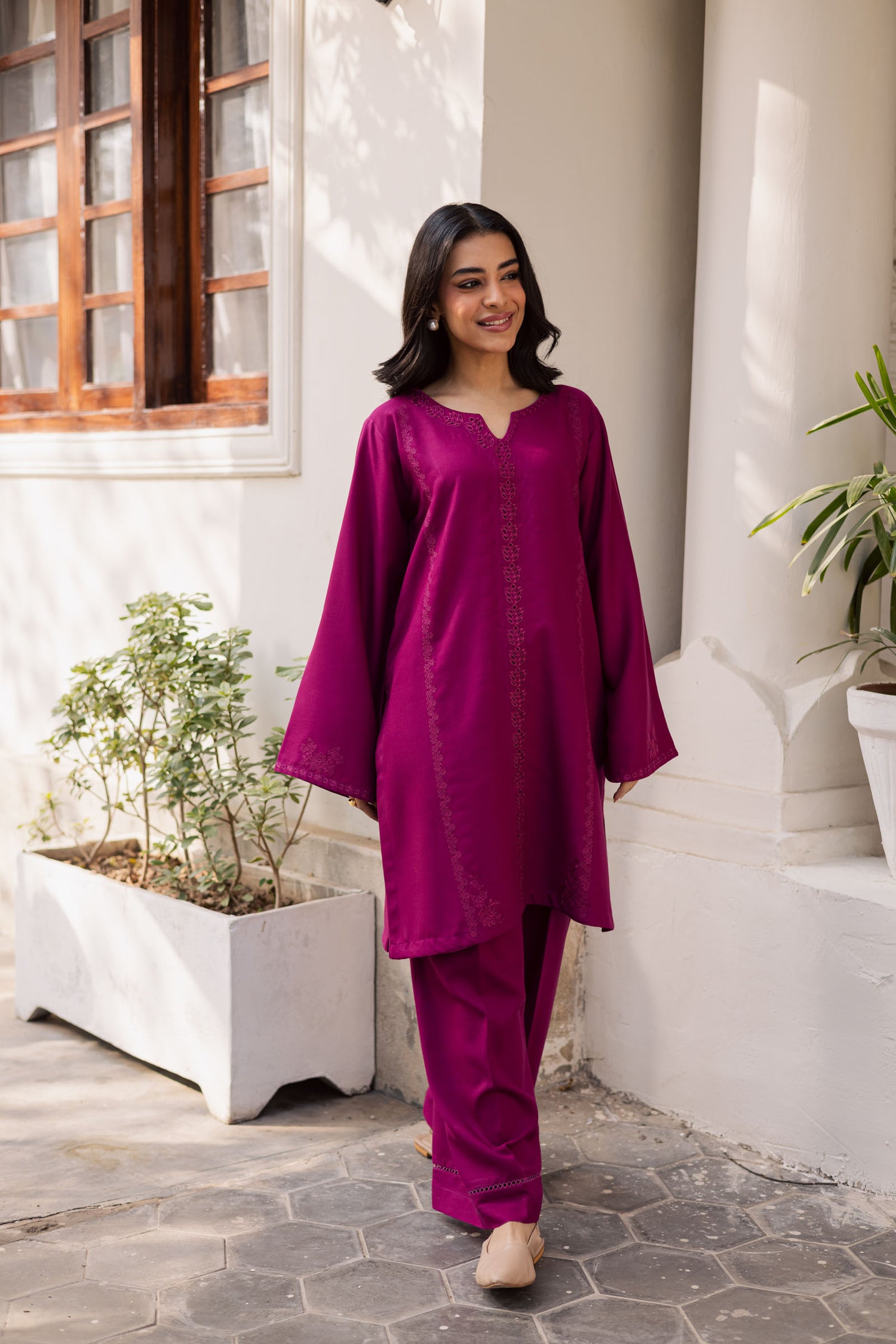 2PC Winter Embroidered Dress - 1200