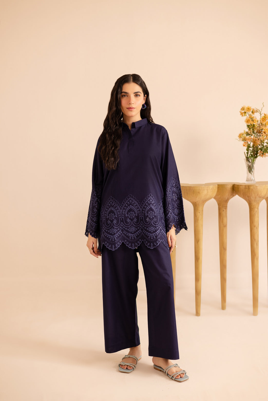 Schiffli Embroidered Co-Ord - 1153