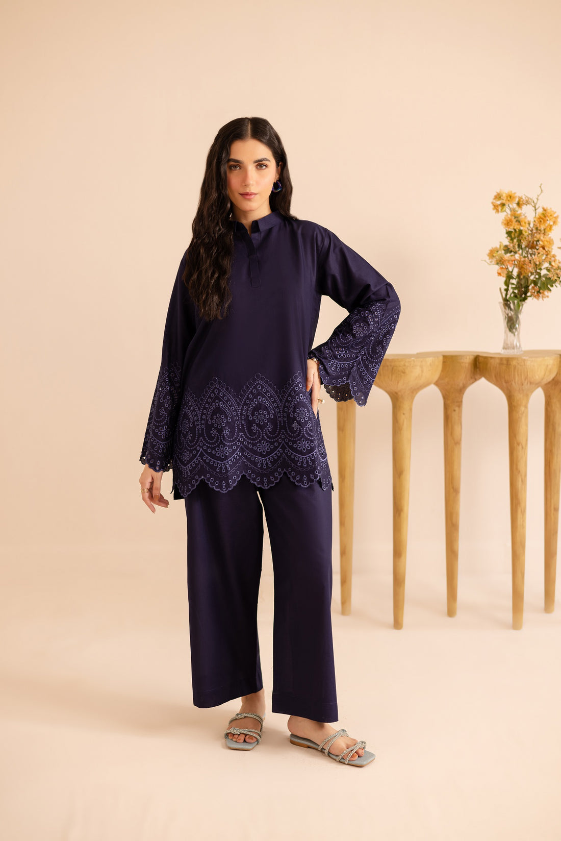 Schiffli Embroidered Co-Ord - 1153