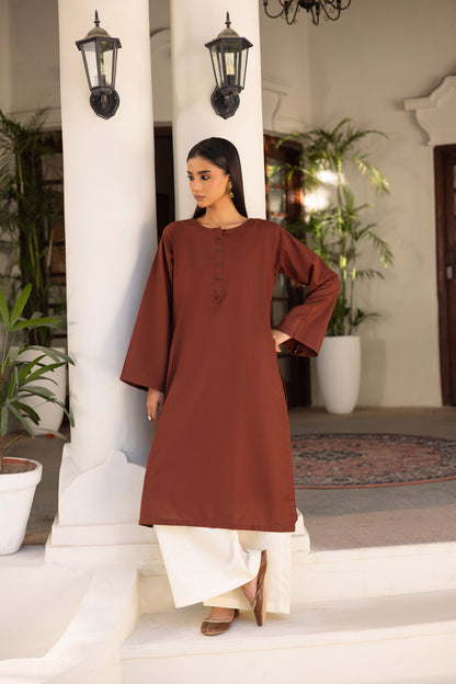 2 PC Khaddar Solid CSK 02 - Chocolate Brown