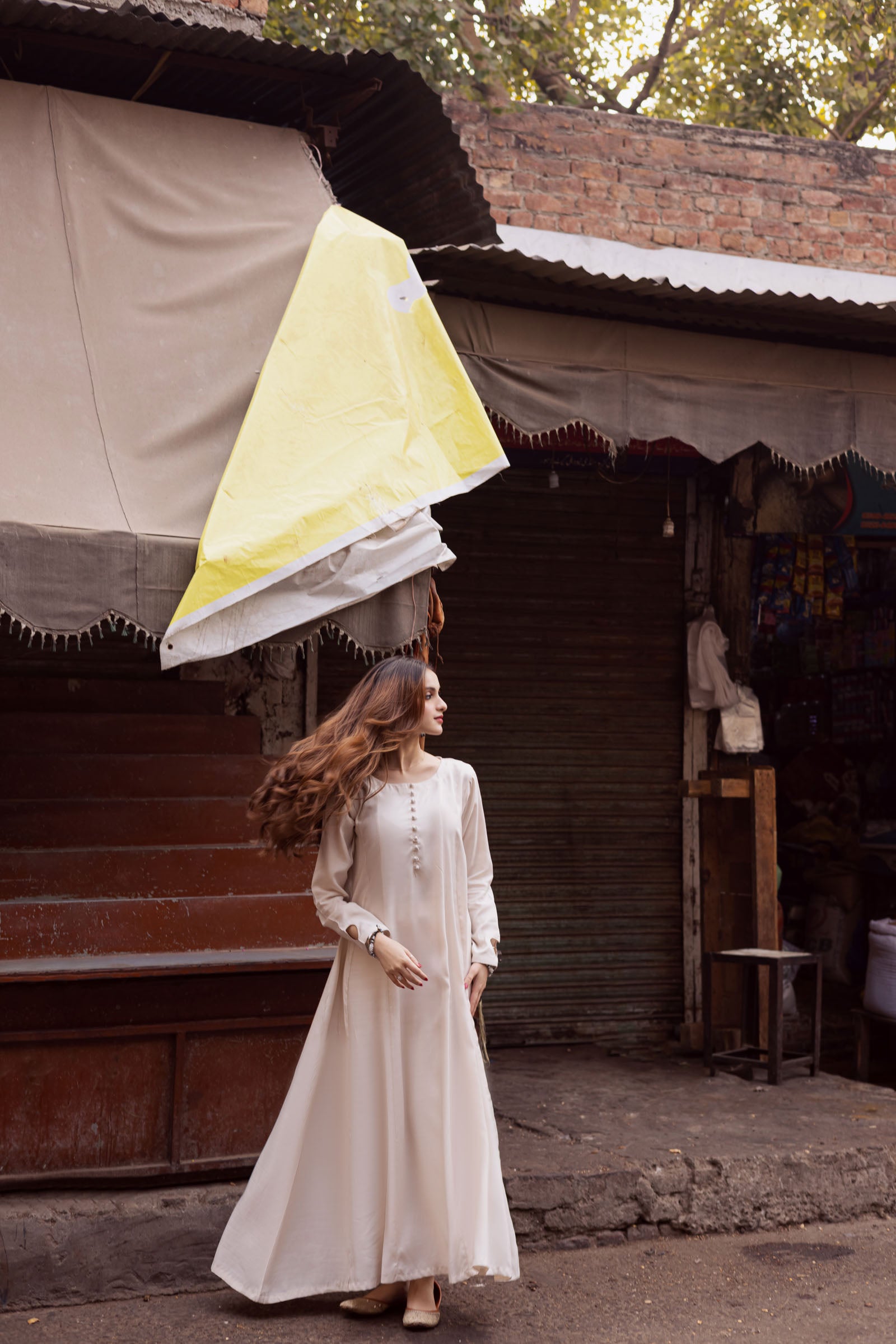 Raw Silk Frock-Cream