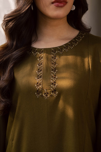 2PC Winter Embroidered Dress - 1184