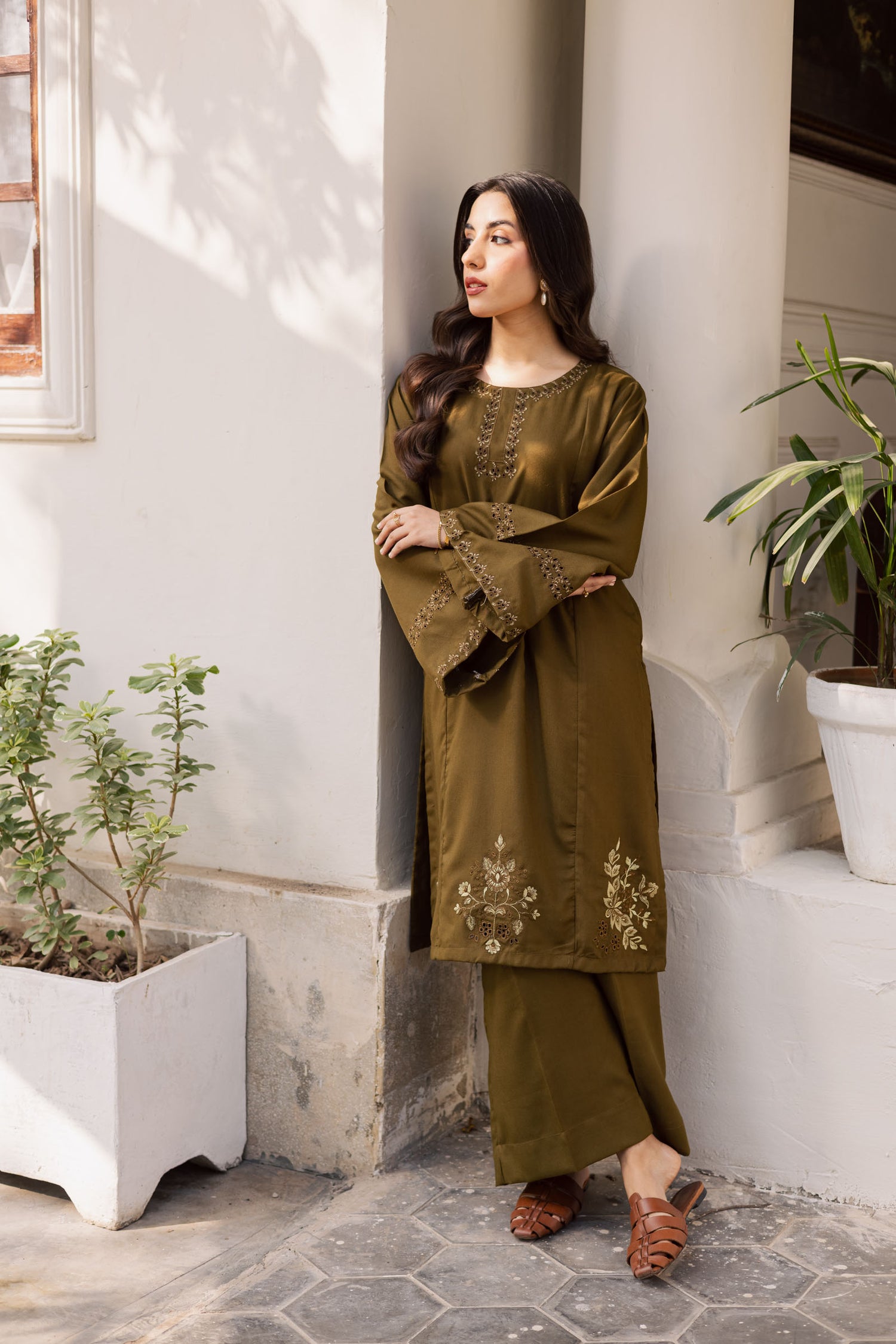 2PC Winter Embroidered Dress - 1184