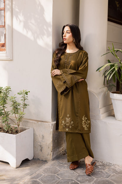 2PC Winter Embroidered Dress - 1184