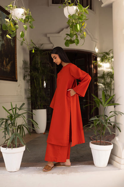 2 PC Khaddar Solid PSK 01 - Rust